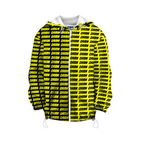 Детская куртка 3D с принтом DAMN в Новосибирске, 100% полиэстер | застежка — молния, подол и капюшон оформлены резинкой с фиксаторами, по бокам — два кармана без застежек, один потайной карман на груди, плотность верхнего слоя — 90 г/м2; плотность флисового подклада — 260 г/м2 | Тематика изображения на принте: black | damn | damn jacket | damn lettering | damn mug | damn print | damn t shirt | for cool | yellow | yellow and black | для крутых | желтый | желтый и черный | кофта damn | кружка damn | надпись damn | принт damn | футболка damn | черный