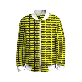 Детский бомбер 3D с принтом DAMN в Новосибирске, 100% полиэстер | застегивается на молнию, по бокам два кармана без застежек, мягкие манжеты, по низу бомбера и на воротнике — эластичная резинка | black | damn | damn jacket | damn lettering | damn mug | damn print | damn t shirt | for cool | yellow | yellow and black | для крутых | желтый | желтый и черный | кофта damn | кружка damn | надпись damn | принт damn | футболка damn | черный