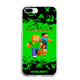 Чехол для iPhone 7Plus/8 Plus матовый с принтом Minecraft в Новосибирске, Силикон | Область печати: задняя сторона чехла, без боковых панелей | Тематика изображения на принте: minecraft | алекс | белый | блоки | взрывчатка | визера | гаст | добывать | дракон | зеленая | зеленый куб | зомби | игра | кирка | крафт | крипер | кубики | лошадка | майн | майнкрафт | манкрафт | меч | оцелот