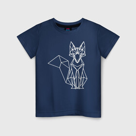 Детская футболка хлопок с принтом Лиса геометрическая в Новосибирске, 100% хлопок | круглый вырез горловины, полуприлегающий силуэт, длина до линии бедер | fox | геометрический | геометрия | животные | из треугольников | лесные звери | лис | лиса | лисичка | плутовка | пушистый хвост | хищник