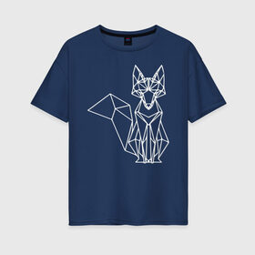 Женская футболка хлопок Oversize с принтом Лиса геометрическая в Новосибирске, 100% хлопок | свободный крой, круглый ворот, спущенный рукав, длина до линии бедер
 | fox | геометрический | геометрия | животные | из треугольников | лесные звери | лис | лиса | лисичка | плутовка | пушистый хвост | хищник