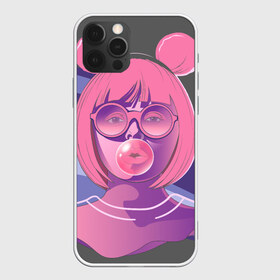 Чехол для iPhone 12 Pro Max с принтом Bubble Gum в Новосибирске, Силикон |  | bubble gum | pop art | popart | девушка | девушка в очках | жевательная резинка | очки | поп арт | пузырь | ретро | розовые волосы | розовый принт | ушки