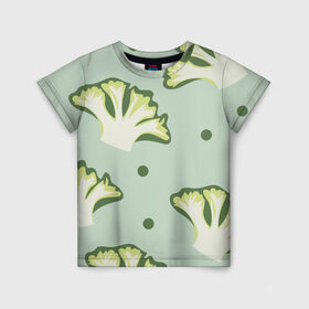 Детская футболка 3D с принтом Брокколи - зеленый узор в Новосибирске, 100% гипоаллергенный полиэфир | прямой крой, круглый вырез горловины, длина до линии бедер, чуть спущенное плечо, ткань немного тянется | брокколи | здоровое питание | зеленый | зож | паттерн | растения | узор | фитнес
