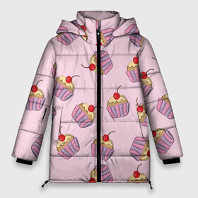 Женская зимняя куртка 3D с принтом Капкейки на розовом в Новосибирске, верх — 100% полиэстер; подкладка — 100% полиэстер; утеплитель — 100% полиэстер | длина ниже бедра, силуэт Оверсайз. Есть воротник-стойка, отстегивающийся капюшон и ветрозащитная планка. 

Боковые карманы с листочкой на кнопках и внутренний карман на молнии | вишенка | еда | капкейки | пирожное | розовый | сладкое | сладости