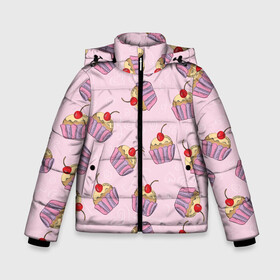 Зимняя куртка для мальчиков 3D с принтом Капкейки на розовом в Новосибирске, ткань верха — 100% полиэстер; подклад — 100% полиэстер, утеплитель — 100% полиэстер | длина ниже бедра, удлиненная спинка, воротник стойка и отстегивающийся капюшон. Есть боковые карманы с листочкой на кнопках, утяжки по низу изделия и внутренний карман на молнии. 

Предусмотрены светоотражающий принт на спинке, радужный светоотражающий элемент на пуллере молнии и на резинке для утяжки | вишенка | еда | капкейки | пирожное | розовый | сладкое | сладости