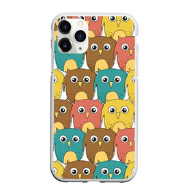 Чехол для iPhone 11 Pro матовый с принтом Разноцветные совы в Новосибирске, Силикон |  | детский | лесной | мультяшный | паттерн | разноцветный | сова | совушки | совы | узор