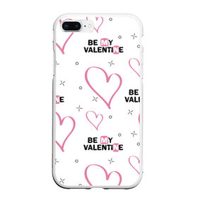 Чехол для iPhone 7Plus/8 Plus матовый с принтом Be My Valentine в Новосибирске, Силикон | Область печати: задняя сторона чехла, без боковых панелей | be my valentine | будь моим валентином | влюбленным | день святого валентина | пара | сердечки | узор