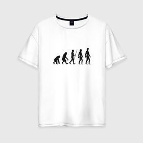 Женская футболка хлопок Oversize с принтом Эволюция Коронавирус - Черный в Новосибирске, 100% хлопок | свободный крой, круглый ворот, спущенный рукав, длина до линии бедер
 | белый | вирус | изоляция | ковид | коронавирус | маска | эволюция