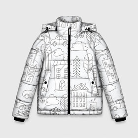 Зимняя куртка для мальчиков 3D с принтом Нарисованный город в Новосибирске, ткань верха — 100% полиэстер; подклад — 100% полиэстер, утеплитель — 100% полиэстер | длина ниже бедра, удлиненная спинка, воротник стойка и отстегивающийся капюшон. Есть боковые карманы с листочкой на кнопках, утяжки по низу изделия и внутренний карман на молнии. 

Предусмотрены светоотражающий принт на спинке, радужный светоотражающий элемент на пуллере молнии и на резинке для утяжки | белый | город | городской | дудлинг | нарисованный | серый | узор
