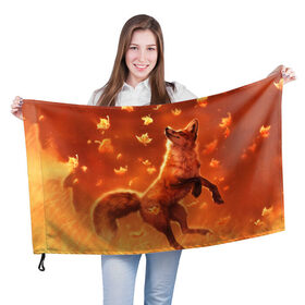 Флаг 3D с принтом Лисенок в Новосибирске, 100% полиэстер | плотность ткани — 95 г/м2, размер — 67 х 109 см. Принт наносится с одной стороны | fox | животные | звери | лиса | лисенок
