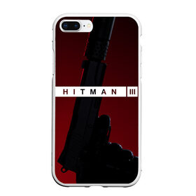 Чехол для iPhone 7Plus/8 Plus матовый с принтом Hitman III в Новосибирске, Силикон | Область печати: задняя сторона чехла, без боковых панелей | hitman | hitman 3 | hitman iii | красный | надпись | пистолет | хитман | хитман 3