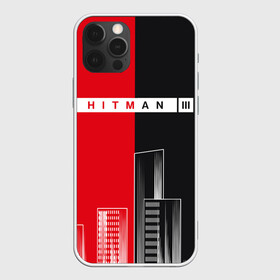 Чехол для iPhone 12 Pro с принтом Hitman III - Город в Новосибирске, силикон | область печати: задняя сторона чехла, без боковых панелей | hitman | hitman 3 | hitman iii | город | красный | надпись | половина | хитман | хитман 3 | черный