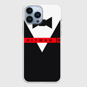 Чехол для iPhone 13 Pro Max с принтом Hitman III в Новосибирске,  |  | Тематика изображения на принте: hitman | hitman 3 | hitman iii | бабочка | костюм | красный | надпись | хитман | хитман 3