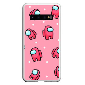 Чехол для Samsung Galaxy S10 с принтом Among Us - Розовый цвет в Новосибирске, Силикон | Область печати: задняя сторона чехла, без боковых панелей | among us | girl | pink | амонг | девочка | детский | игра | мультяшный | паттерн | розовый | узор | эмонг ас