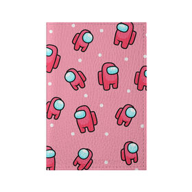 Обложка для паспорта матовая кожа с принтом Among Us - Розовый цвет в Новосибирске, натуральная матовая кожа | размер 19,3 х 13,7 см; прозрачные пластиковые крепления | among us | girl | pink | амонг | девочка | детский | игра | мультяшный | паттерн | розовый | узор | эмонг ас