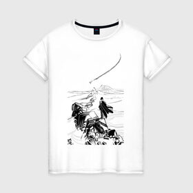 Женская футболка хлопок с принтом Падение в Новосибирске, 100% хлопок | прямой крой, круглый вырез горловины, длина до линии бедер, слегка спущенное плечо | падение | пустыня | самолет | скалы | человек