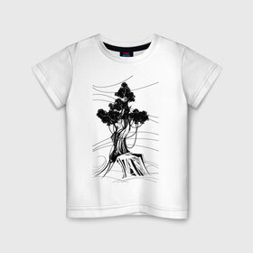 Детская футболка хлопок с принтом Дуб в Новосибирске, 100% хлопок | круглый вырез горловины, полуприлегающий силуэт, длина до линии бедер | Тематика изображения на принте: дерево | дуб | остров | цепи