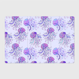 Магнитный плакат 3Х2 с принтом Узор Медуза в Новосибирске, Полимерный материал с магнитным слоем | 6 деталей размером 9*9 см | Тематика изображения на принте: завитушки | медуза | море | морской | паттерн | розовый | узор | фиолетовый
