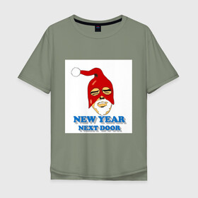 Мужская футболка хлопок Oversize с принтом Gachimuchi New Year в Новосибирске, 100% хлопок | свободный крой, круглый ворот, “спинка” длиннее передней части | art | gachi | new year | van | ван | гачи | мем