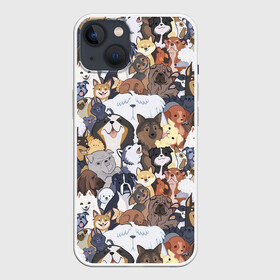 Чехол для iPhone 13 с принтом Dogs в Новосибирске,  |  | Тематика изображения на принте: cобака | доберман | животное | звери | кинолог | корги | милый | мордочка | овчарка | паттерн | пес | пудель | стикербомбинг | щенок | я люблю собак
