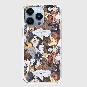 Чехол для iPhone 13 Pro с принтом Dogs в Новосибирске,  |  | cобака | доберман | животное | звери | кинолог | корги | милый | мордочка | овчарка | паттерн | пес | пудель | стикербомбинг | щенок | я люблю собак