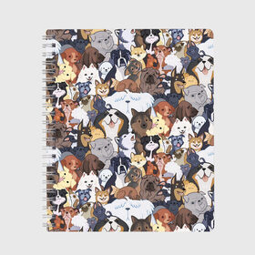 Тетрадь с принтом Dogs в Новосибирске, 100% бумага | 48 листов, плотность листов — 60 г/м2, плотность картонной обложки — 250 г/м2. Листы скреплены сбоку удобной пружинной спиралью. Уголки страниц и обложки скругленные. Цвет линий — светло-серый
 | Тематика изображения на принте: cобака | доберман | животное | звери | кинолог | корги | милый | мордочка | овчарка | паттерн | пес | пудель | стикербомбинг | щенок | я люблю собак