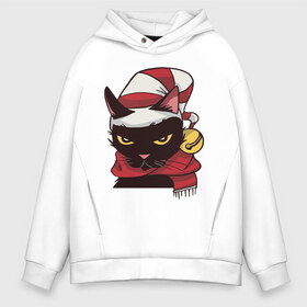 Мужское худи Oversize хлопок с принтом Christmas Cat в Новосибирске, френч-терри — 70% хлопок, 30% полиэстер. Мягкий теплый начес внутри —100% хлопок | боковые карманы, эластичные манжеты и нижняя кромка, капюшон на магнитной кнопке | animal | art | cat | christmas | christmas cat | kitty | new year | арт | животное | кот | котик | кошка | новогодний кот | новый год | рождество