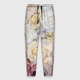 Мужские брюки 3D с принтом Нежные Цветы в Новосибирске, 100% полиэстер | манжеты по низу, эластичный пояс регулируется шнурком, по бокам два кармана без застежек, внутренняя часть кармана из мелкой сетки | белый | розовый | розы | сирень | цветок