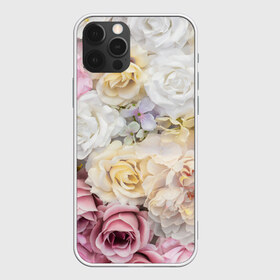 Чехол для iPhone 12 Pro Max с принтом Нежные Цветы в Новосибирске, Силикон |  | белый | розовый | розы | сирень | цветок