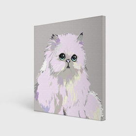 Холст квадратный с принтом Пушистый милый кот с грустным взглядом в Новосибирске, 100% ПВХ |  | забавно | котята | няшно | цитата