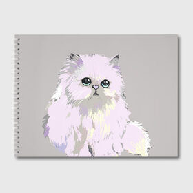 Альбом для рисования с принтом Пушистый милый кот с грустным взглядом в Новосибирске, 100% бумага
 | матовая бумага, плотность 200 мг. | забавно | котята | няшно | цитата