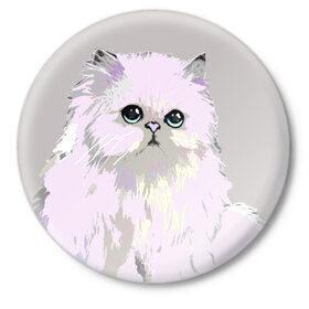 Значок с принтом Пушистый милый кот с грустным взглядом в Новосибирске,  металл | круглая форма, металлическая застежка в виде булавки | забавно | котята | няшно | цитата