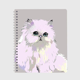 Тетрадь с принтом Пушистый милый кот с грустным взглядом в Новосибирске, 100% бумага | 48 листов, плотность листов — 60 г/м2, плотность картонной обложки — 250 г/м2. Листы скреплены сбоку удобной пружинной спиралью. Уголки страниц и обложки скругленные. Цвет линий — светло-серый
 | Тематика изображения на принте: забавно | котята | няшно | цитата