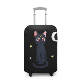 Чехол для чемодана 3D с принтом Луна в Новосибирске, 86% полиэфир, 14% спандекс | двустороннее нанесение принта, прорези для ручек и колес | sailor moon. кот луна | кот | кошка | луна | сейлор мун | сейлормун