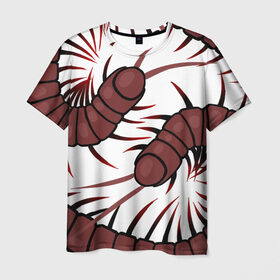Мужская футболка 3D с принтом Гигантские сколопендры в Новосибирске, 100% полиэфир | прямой крой, круглый вырез горловины, длина до линии бедер | centipede | insect | scolopendra | многоножка | насекомое | сороконожка