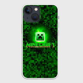 Чехол для iPhone 13 mini с принтом Minecraft в Новосибирске,  |  | minecraft | алекс | белый | блоки | ведьма | взрывчатка | визера | волк | гаст | добывать | дракон | зеленый куб | зомби | игра | крафт | крипер | кубики | лошадка | майн | майнкрафт | манкрафт | овечка | оцелот