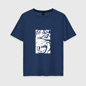 Женская футболка хлопок Oversize с принтом Тигр в Новосибирске, 100% хлопок | свободный крой, круглый ворот, спущенный рукав, длина до линии бедер
 | большая кошка | дикий | животные | зверь | зубы | оскал | пасть | тигр