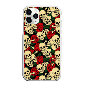 Чехол для iPhone 11 Pro Max матовый с принтом Черепки с Розами в Новосибирске, Силикон |  | skulls | xo | букет | градиент | животные | кости | мозги | паттерн | полосы | природа | розы | скелет | текстура | узор | хо | цветы | черепа | черный | яркий