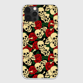 Чехол для iPhone 12 Pro Max с принтом Черепки с Розами в Новосибирске, Силикон |  | Тематика изображения на принте: skulls | xo | букет | градиент | животные | кости | мозги | паттерн | полосы | природа | розы | скелет | текстура | узор | хо | цветы | черепа | черный | яркий