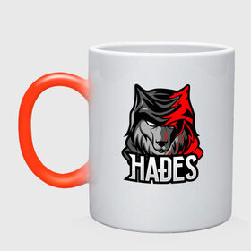 Кружка хамелеон с принтом HADES ESPORT в Новосибирске, керамика | меняет цвет при нагревании, емкость 330 мл | team | аид | амброзия | аспекты | билд | боги | волк | дары | киберспорт | кровь | оружие | персонаж | танатос | титан