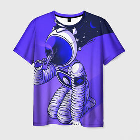 Мужская футболка 3D с принтом Космонавт в Новосибирске, 100% полиэфир | прямой крой, круглый вырез горловины, длина до линии бедер | cosmonavt | galaxy | nasa | nebula | space | star | абстракция | астронавт | вселенная | галактика | звезда | звезды | космический | космонавт | наса | планеты | скафандр