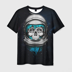 Мужская футболка 3D с принтом SKULL COSMO в Новосибирске, 100% полиэфир | прямой крой, круглый вырез горловины, длина до линии бедер | cosmonavt | galaxy | nasa | nebula | space | star | абстракция | астронавт | вселенная | галактика | звезда | звезды | космический | космонавт | наса | планеты | скафандр