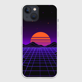 Чехол для iPhone 13 с принтом retrowave в Новосибирске,  |  | neon | polygons | retrowave