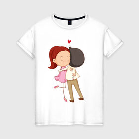 Женская футболка хлопок с принтом Клуб Романтики в Новосибирске, 100% хлопок | прямой крой, круглый вырез горловины, длина до линии бедер, слегка спущенное плечо | вместе | любовь | объятия | он и она | пара | сердечко