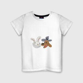 Детская футболка хлопок с принтом сэм и макс в Новосибирске, 100% хлопок | круглый вырез горловины, полуприлегающий силуэт, длина до линии бедер | Тематика изображения на принте: doodle | freelance police | max | sam | игра | кролик | макс | мультфильм | парные | пес | сэм