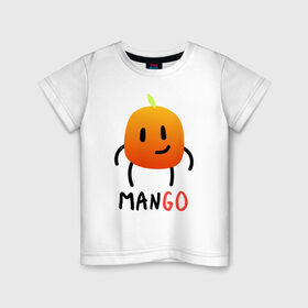 Детская футболка хлопок с принтом МанГо в Новосибирске, 100% хлопок | круглый вырез горловины, полуприлегающий силуэт, длина до линии бедер | маскот | персонаж | тропика | улыбка | фрукт
