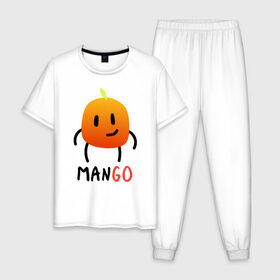 Мужская пижама хлопок с принтом МанГо в Новосибирске, 100% хлопок | брюки и футболка прямого кроя, без карманов, на брюках мягкая резинка на поясе и по низу штанин
 | маскот | персонаж | тропика | улыбка | фрукт