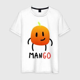 Мужская футболка хлопок с принтом МанГо в Новосибирске, 100% хлопок | прямой крой, круглый вырез горловины, длина до линии бедер, слегка спущенное плечо. | маскот | персонаж | тропика | улыбка | фрукт