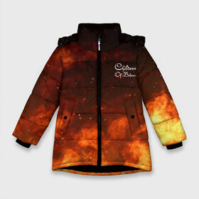 Зимняя куртка для девочек 3D с принтом Children of Bodom Fire (Z) в Новосибирске, ткань верха — 100% полиэстер; подклад — 100% полиэстер, утеплитель — 100% полиэстер. | длина ниже бедра, удлиненная спинка, воротник стойка и отстегивающийся капюшон. Есть боковые карманы с листочкой на кнопках, утяжки по низу изделия и внутренний карман на молнии. 

Предусмотрены светоотражающий принт на спинке, радужный светоотражающий элемент на пуллере молнии и на резинке для утяжки. | century media | children bodom | children of bodom | fearless records | nuclear blast | spinefarm records | алекси лайхо | дети озера | дети озера бодом | дэниел фрэйберг | хенкка сеппяля | эспоо | янне вирман | яска раатикайнен