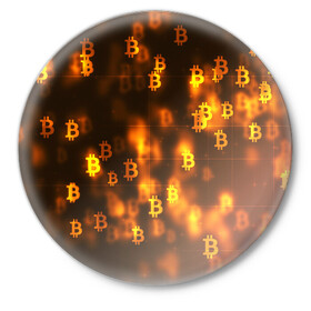 Значок с принтом BITCOIN KRYPTONATE в Новосибирске,  металл | круглая форма, металлическая застежка в виде булавки | Тематика изображения на принте: bitcoin | btc | биткоин | валюта | деньги | криптовалюта